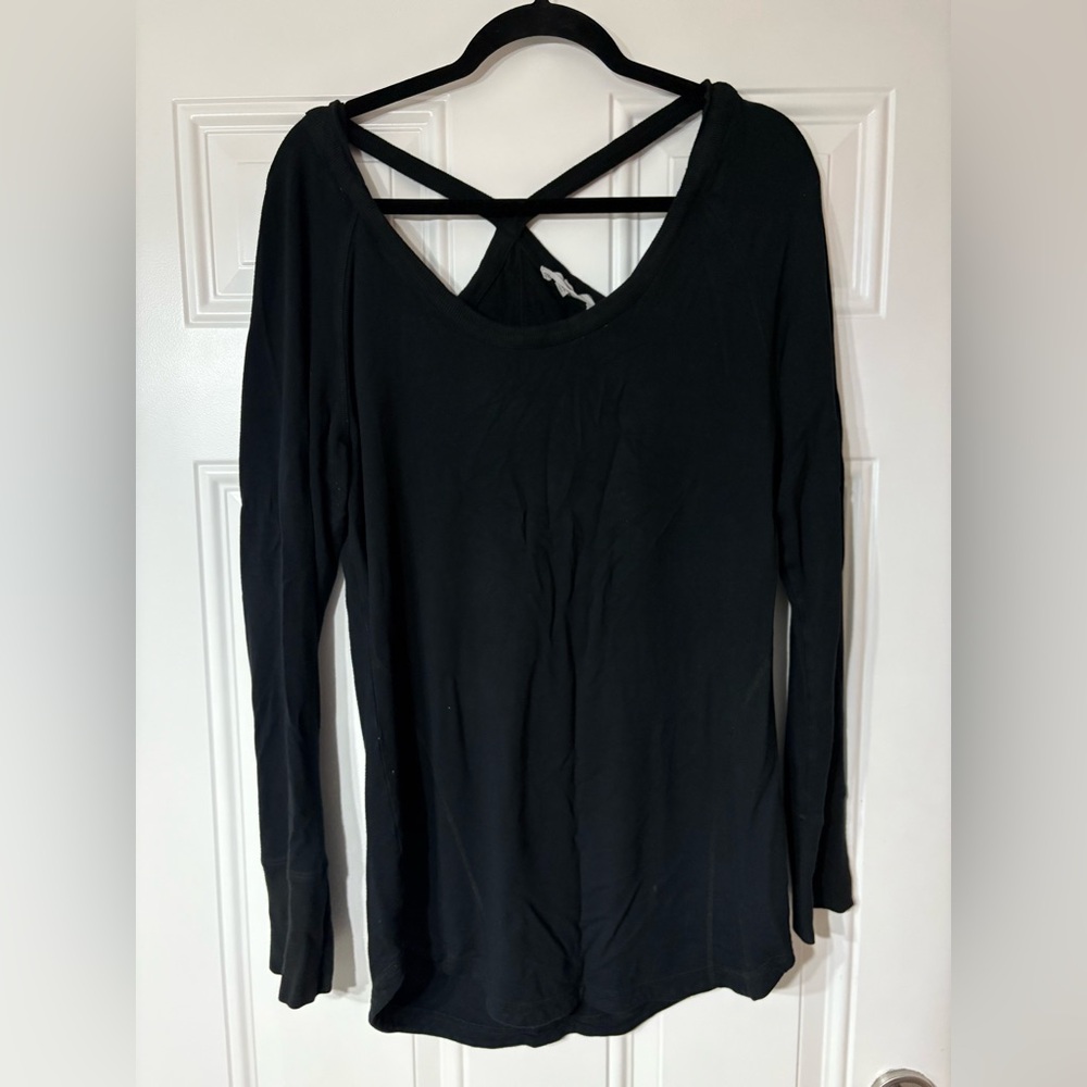 Athleta Black Long Sleeve Top with Cross Back